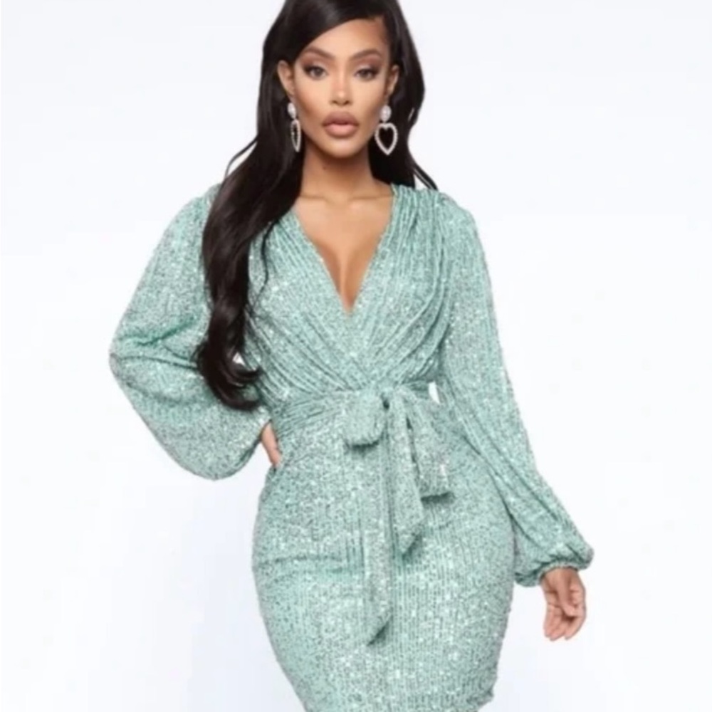 ‘Seeing the Stars’ Sequin Mini Dress - Mint